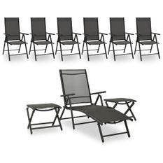 Salon de jardin 9 pcs Noir et anthracite