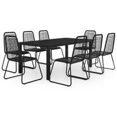 Salon de jardin 9 pcs Rotin PVC Noir
