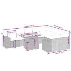 Salon de jardin avec coussins 10 pcs beige résine tressée