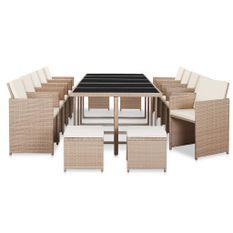 Salon de jardin avec coussins 15 pcs Résine tressée Beige