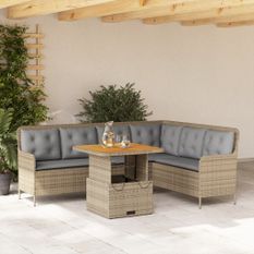 Salon de jardin avec coussins 2 pcs beige résine tressée