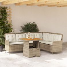 Salon de jardin avec coussins 2 pcs beige résine tressée