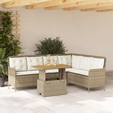 Salon de jardin avec coussins 2 pcs beige résine tressée