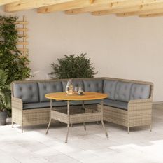 Salon de jardin avec coussins 2 pcs beige résine tressée