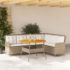 Salon de jardin avec coussins 2 pcs beige résine tressée