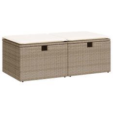 Salon de jardin avec coussins 2 pcs beige résine tressée acacia