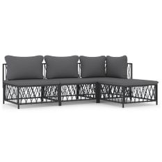 Salon de jardin avec coussins 4 pcs anthracite acier