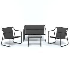 Salon de jardin avec coussins 4 pcs anthracite acier