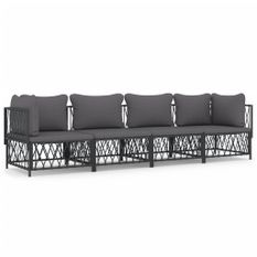 Salon de jardin avec coussins 4 pcs anthracite acier