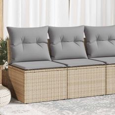 Salon de jardin avec coussins 4 pcs beige résine tressée acacia