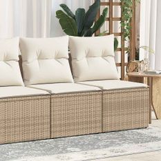 Salon de jardin avec coussins 4 pcs beige résine tressée acacia