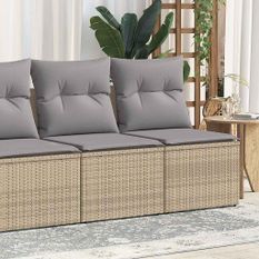 Salon de jardin avec coussins 4 pcs beige résine tressée acacia