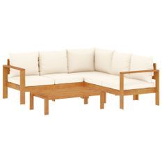 Salon de jardin avec coussins 4 pcs bois d'acacia massif