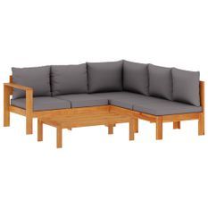 Salon de jardin avec coussins 4 pcs bois d'acacia massif