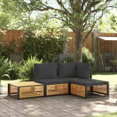 Salon de jardin avec coussins 4 pcs bois d'acacia massif