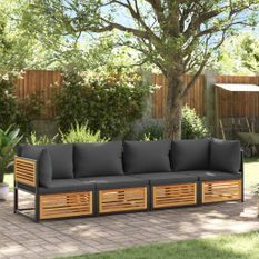 Salon de jardin avec coussins 4 pcs bois d'acacia massif