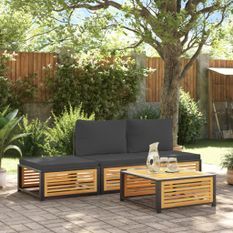 Salon de jardin avec coussins 4 pcs bois d'acacia massif