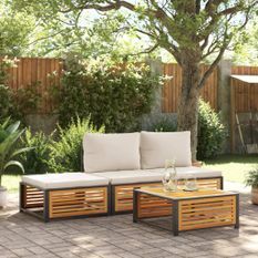 Salon de jardin avec coussins 4 pcs bois d'acacia massif