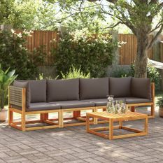 Salon de jardin avec coussins 4 pcs bois d'acacia massif