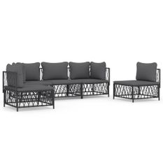 Salon de jardin avec coussins 5 pcs anthracite acier