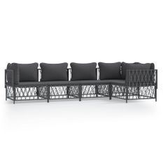 Salon de jardin avec coussins 5 pcs anthracite acier