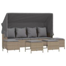 Salon de jardin avec coussins 5 pcs beige résine tressée