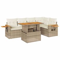Salon de jardin avec coussins 5 pcs beige résine tressée acacia