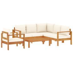 Salon de jardin avec coussins 5 pcs Bois d'acacia solide