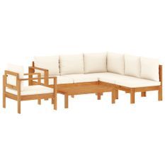 Salon de jardin avec coussins 5 pcs Bois d'acacia solide