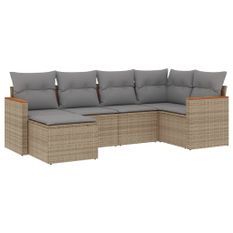 Salon de jardin avec coussins 6 pcs beige résine tressée