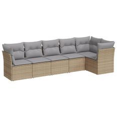 Salon de jardin avec coussins 6 pcs beige résine tressée