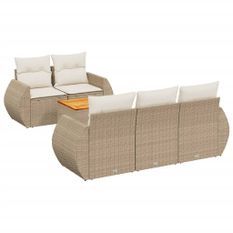 Salon de jardin avec coussins 6 pcs beige résine tressée