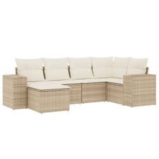 Salon de jardin avec coussins 6 pcs beige résine tressée