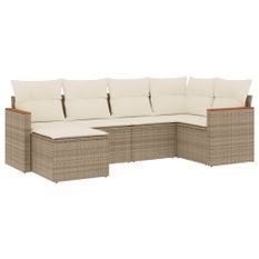 Salon de jardin avec coussins 6 pcs beige résine tressée
