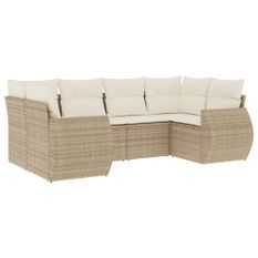 Salon de jardin avec coussins 6 pcs beige résine tressée