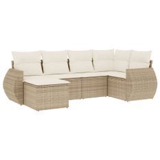 Salon de jardin avec coussins 6 pcs beige résine tressée