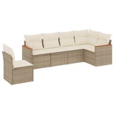 Salon de jardin avec coussins 6 pcs beige résine tressée