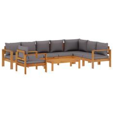 Salon de jardin avec coussins 6 pcs bois d'acacia solide