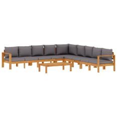 Salon de jardin avec coussins 6 pcs bois d'acacia solide
