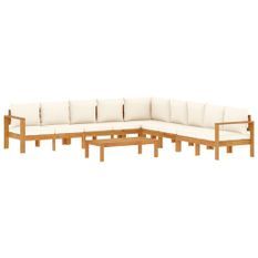 Salon de jardin avec coussins 6 pcs bois d'acacia solide