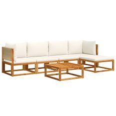 Salon de jardin avec coussins 6 pcs bois d'acacia solide