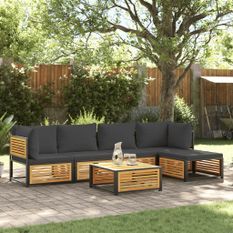 Salon de jardin avec coussins 6 pcs bois d'acacia solide