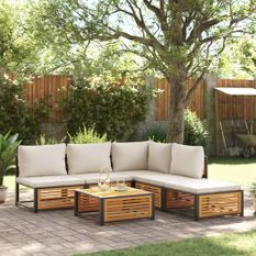 Salon de jardin avec coussins 6 pcs bois d'acacia solide