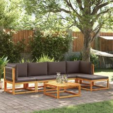 Salon de jardin avec coussins 6 pcs bois d'acacia solide