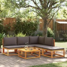 Salon de jardin avec coussins 6 pcs bois d'acacia solide