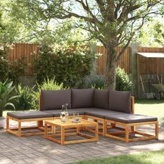 Salon de jardin avec coussins 6 pcs bois d'acacia solide