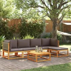 Salon de jardin avec coussins 6 pcs bois d'acacia solide