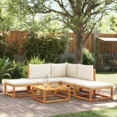 Salon de jardin avec coussins 6 pcs bois d'acacia solide