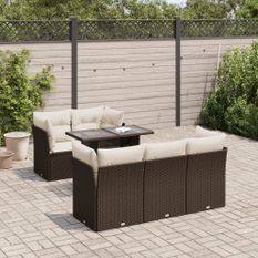 Salon de jardin avec coussins 6 pcs marron résine tressée