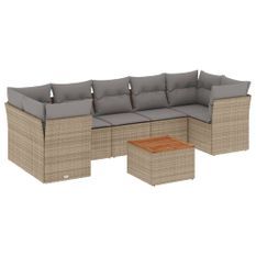 Salon de jardin avec coussins 6pcs mélange beige résine tressée